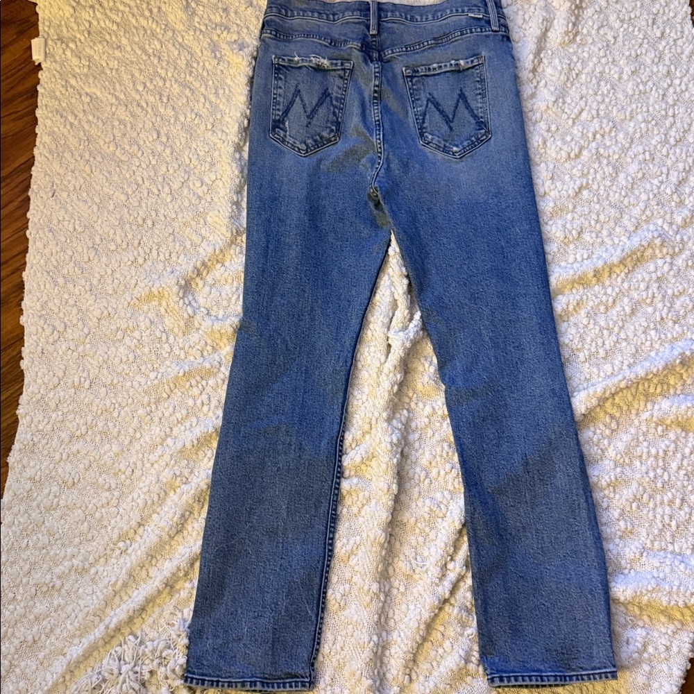 MOTHER High Rise Distressed Blue Jeans - Picture 2 of 4